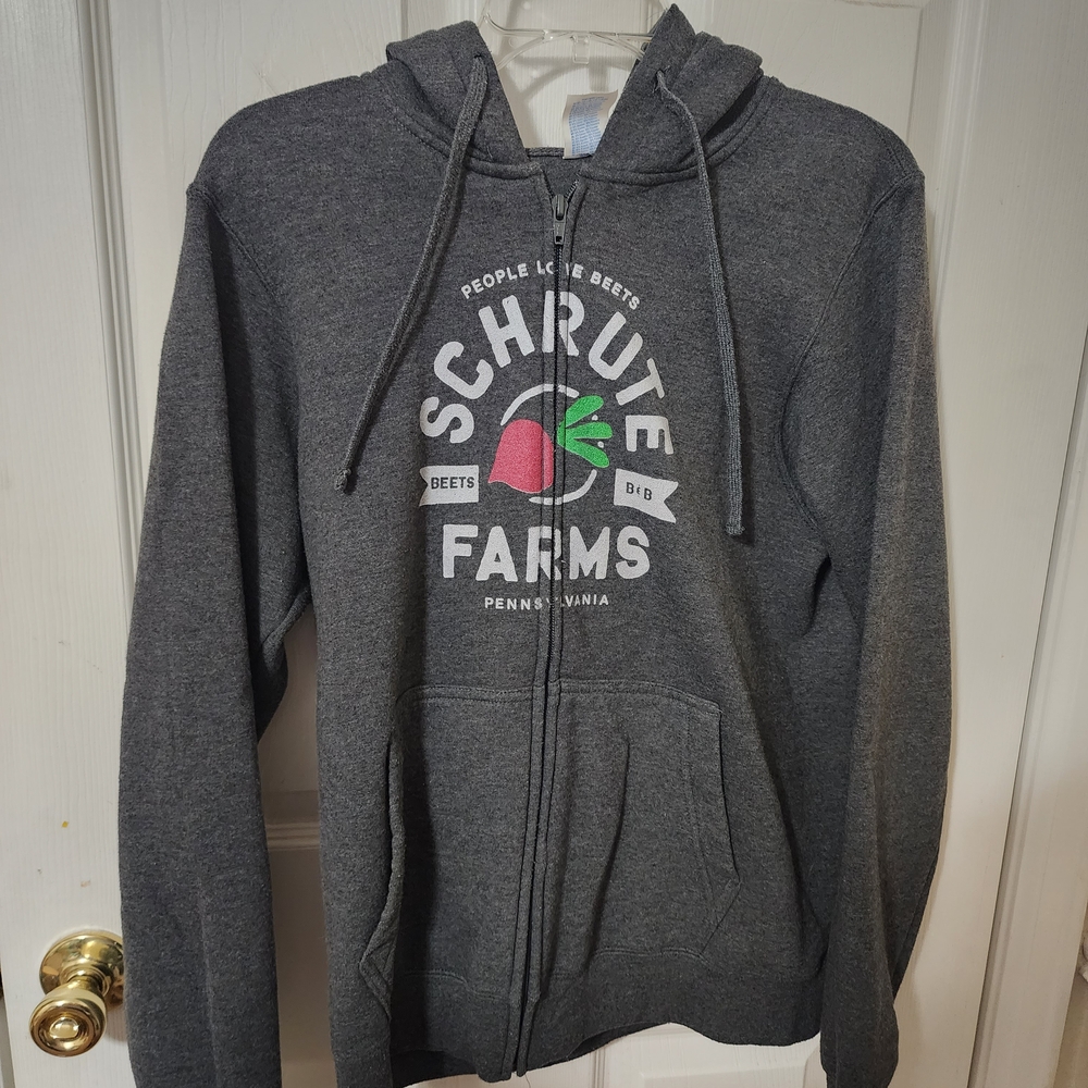 Gray Schrute Farms Hoodie Size Small